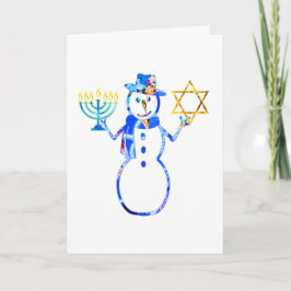Hanukkah Jüdischer niedlicher Schneemann Menorah S Karte