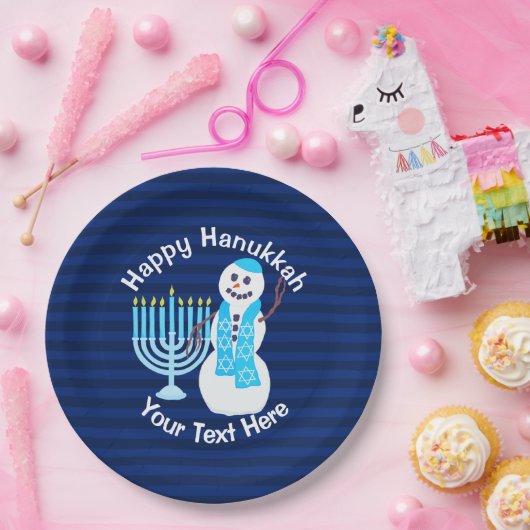 Hanukkah Jüdischer Schneemann und Blue Menorah Par Pappteller (Party)