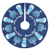 Hanukkah jüdischer Snowman Menorah Chrismukka Spaß Polyester Weihnachtsbaumdecke (Vorderseite)