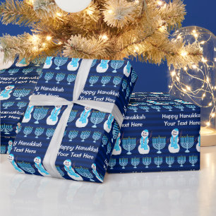 Hanukkah jüdischer Snowman Menorah personalisieren Geschenkpapier