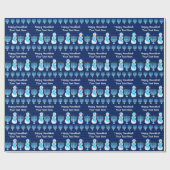 Hanukkah jüdischer Snowman Menorah personalisieren Geschenkpapier (Flach)