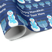 Hanukkah jüdischer Snowman Menorah personalisieren Geschenkpapier (Rolleneckpunkt)