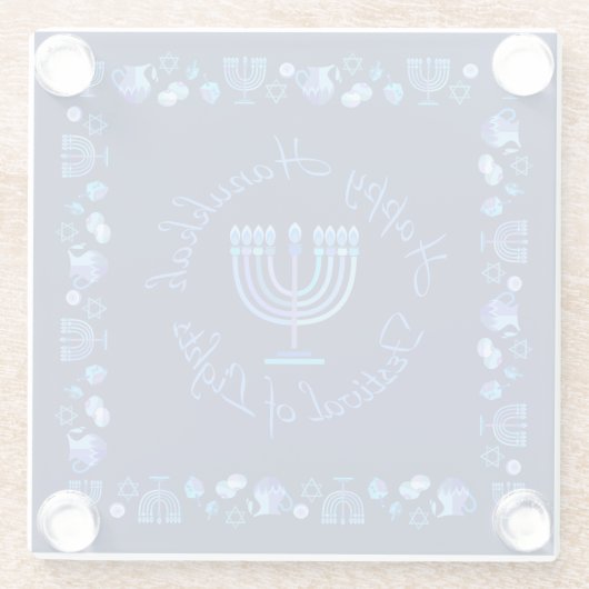 Hanukkah Jüdischer Urlaub Menorah Verziert Mandala Glasuntersetzer (Rückseite)