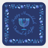 Hanukkah Jüdischer Urlaub Menorah Verziert Mandala Quadratischer Aufkleber (Vorderseite)