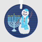 Hanukkah Juwish Snowman Blue Menorah Chrismukkka Ornament (Rückseite)