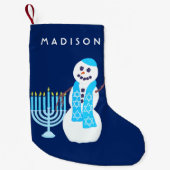 Hanukkah Juwish Snowman Menorah SML Chrismukkah Kleiner Weihnachtsstrumpf (Vorderseite)