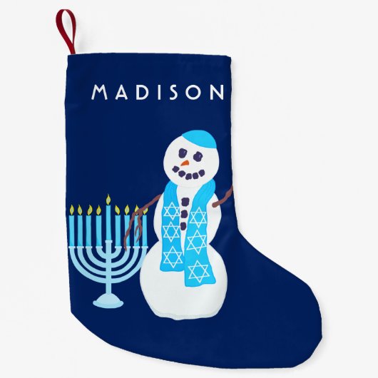 Hanukkah Juwish Snowman Menorah SML Chrismukkah Kleiner Weihnachtsstrumpf (Vorderseite)