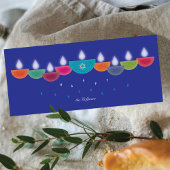 Hanukkah-Karte | Farbenfrohe Öllampe Menorah | Bla