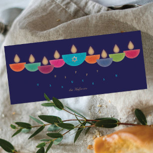 Hanukkah-Karte   Farbenfrohe Öllampe Menorah   Dun