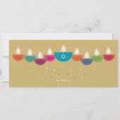 Hanukkah-Karte | Farbenfrohe Öllampe Menorah | Gol (Vorderseite)