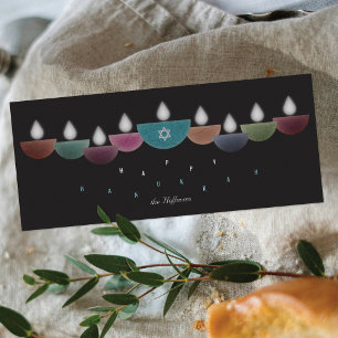 Hanukkah-Karte Farbige Öllampen Menora Schwarz