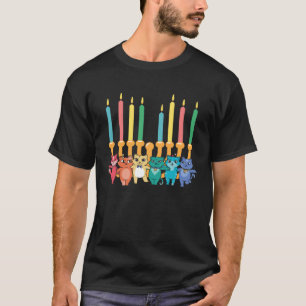 Hanukkah-Katzen-Menora-Dekoration Jüdische Kätzche T-Shirt