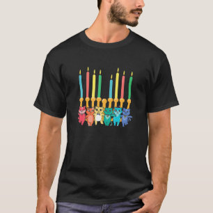 Hanukkah-Katzen-Menora-Dekoration Jüdische Kätzche T-Shirt