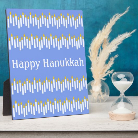 Hanukkah-Kerzen auf blau Fotoplatte (Seite)