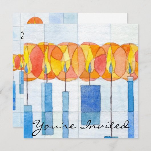 Hanukkah-Kerzen Einladung (Vorne/Hinten)