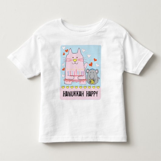 Hanukkah Kleinkind Jersey T - Shirt Cat und Maus (Vorderseite)