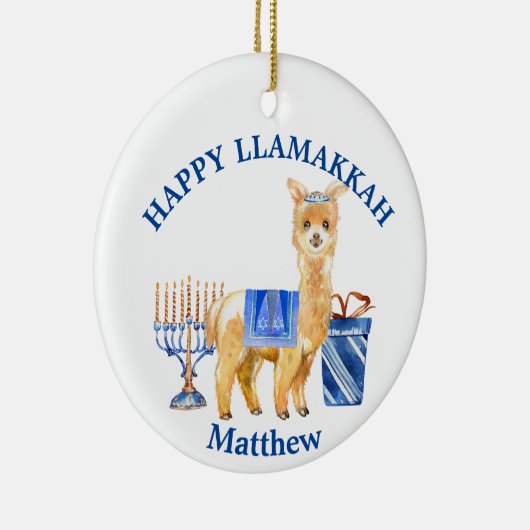 Hanukkah Lama Happy Llamakkah funny Keramik Ornament (Rechts)