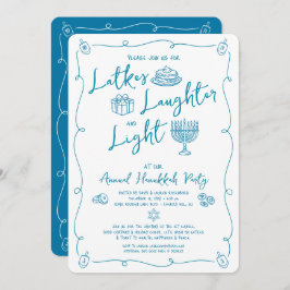 Hanukkah Latke Laughter Light Whimsical Fun Doodle Einladung