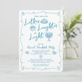Hanukkah Latke Laughter Light Whimsical Fun Doodle Einladung (Stehend Vorderseite)