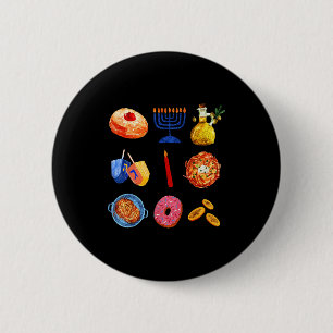 Hanukkah Latke Menora Dreidel Donut Chanukah Jüdis Button