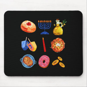 Hanukkah Latke Menora Dreidel Donut Chanukah Jüdis Mousepad