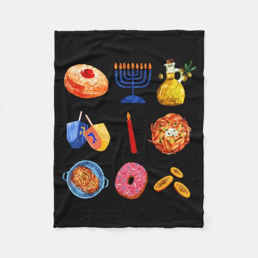 Hanukkah Latke Menorah Dreidel Donut Chanukah Jewi Fleecedecke (Vorderseite)