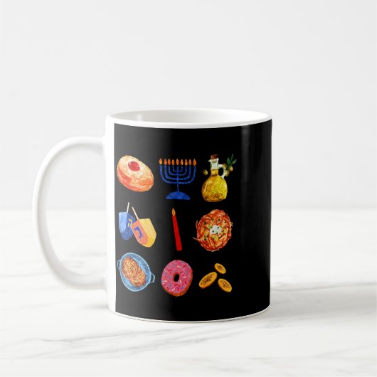 Hanukkah Latke Menorah Dreidel Donut Chanukah Jewi Kaffeetasse (Links)