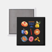 Hanukkah Latke Menorah Dreidel Donut Chanukah Jewi Magnet (Vorderseite/Rückseite)