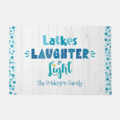 Hanukkah Latkes Lachen Licht Blau und Weiß Holz Fußmatte (Vorderseite)