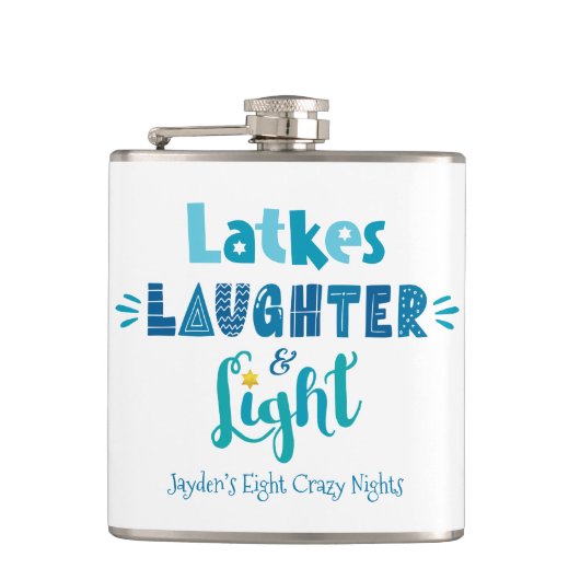 Hanukkah Latkes Laghter Light Funny Individuelle N Flachmann (Vorderseite)