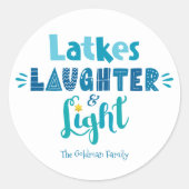 Hanukkah Latkes Laghter Light Modern Typografy Runder Aufkleber (Vorderseite)