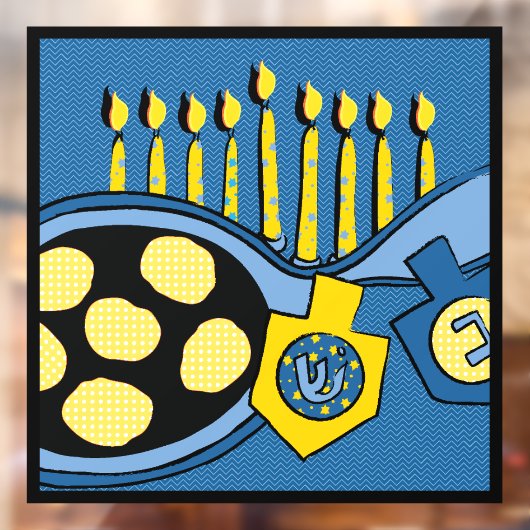 Hanukkah Latkes Menorah Dreidel Fensterklammer Fensteraufkleber (Blatt 2)