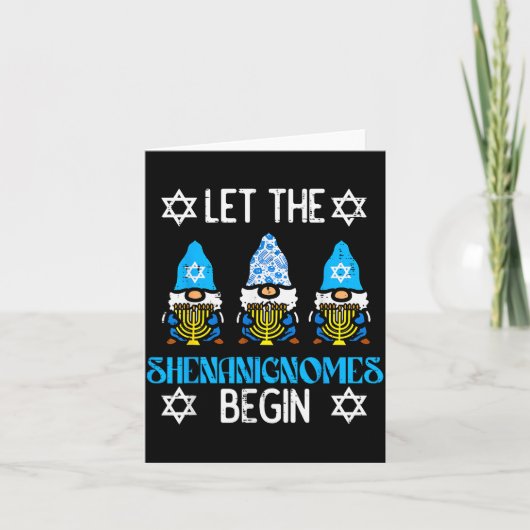 Hanukkah Let Shenanignome Begin Chanukah Gnome Men Karte (Vorderseite)
