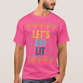 Hanukkah Lets Get Lit Vintage Funny Jewish Holiday T-Shirt