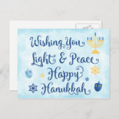 Hanukkah Licht und Frieden Feiertagspostkarte (Vorne/Hinten)