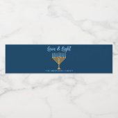 Hanukkah Liebe & Light Custom Blue Menorah Party Wasserflaschenetikett (Einzelnes Label)