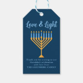 Hanukkah Liebe & Light Custom Menorah Blue Party Geschenkanhänger (Vorderseite)
