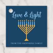 Hanukkah Liebe & Light Custom Menorah Blue Party Geschenkanhänger (Vorderseite)