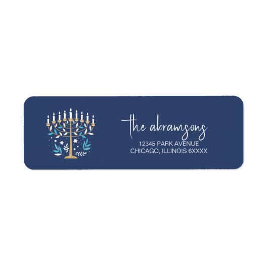 Hanukkah Liebe & Light Floral Menorah Adresse (Vorne)