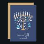 Hanukkah Liebe & Light Floral Menorah Card Feiertagskarte<br><div class="desc">Hanukkah Liebe & Light Floral Menorah Card. Personalisieren Sie den benutzerdefinierten Text oben. Weitere Koordinationsgegenstände finden Sie in unserer Kollektion "Floral Hanukkah Menorah und Dreidel".</div>