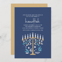 Hanukkah Liebe & Light Floral Menorah Feiertag Par
