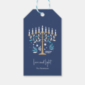 Hanukkah Liebe & Light Floral Menorah Geschenkanhänger (Vorderseite)
