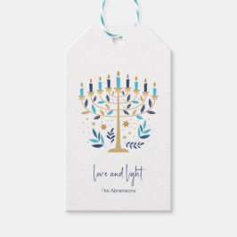 Hanukkah Liebe & Light Floral Menorah Geschenkanhänger
