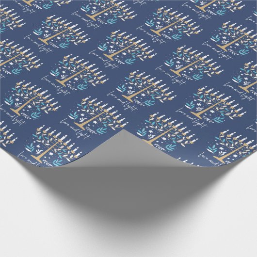 Hanukkah Liebe & Light Floral Menorah Geschenkpapier (Ecke)