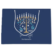 Hanukkah Liebe & Light Floral Menorah Große Geschenktüte (Vorderseite)