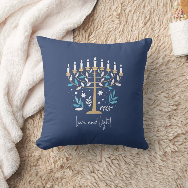 Hanukkah Liebe & Light Floral Menorah Kissen (Decke)