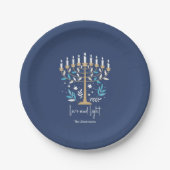 Hanukkah Liebe & Light Floral Menorah Pappteller (Vorderseite)