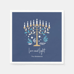 Hanukkah Liebe & Light Floral Menorah Serviette