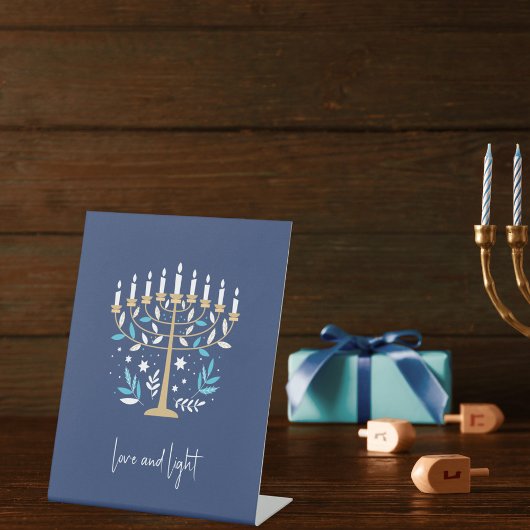 Hanukkah Liebe & Light Floral Menorah Sockelschild