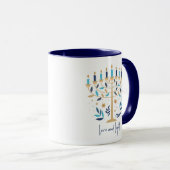 Hanukkah Liebe & Light Floral Menorah Tasse (VorderseiteRechts)